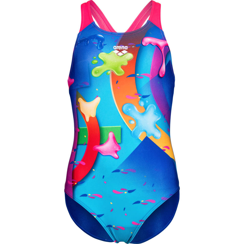 Arena Girls Inventive Swimsuit Swim Pro Back - blue multi-neon blue-shocking pink