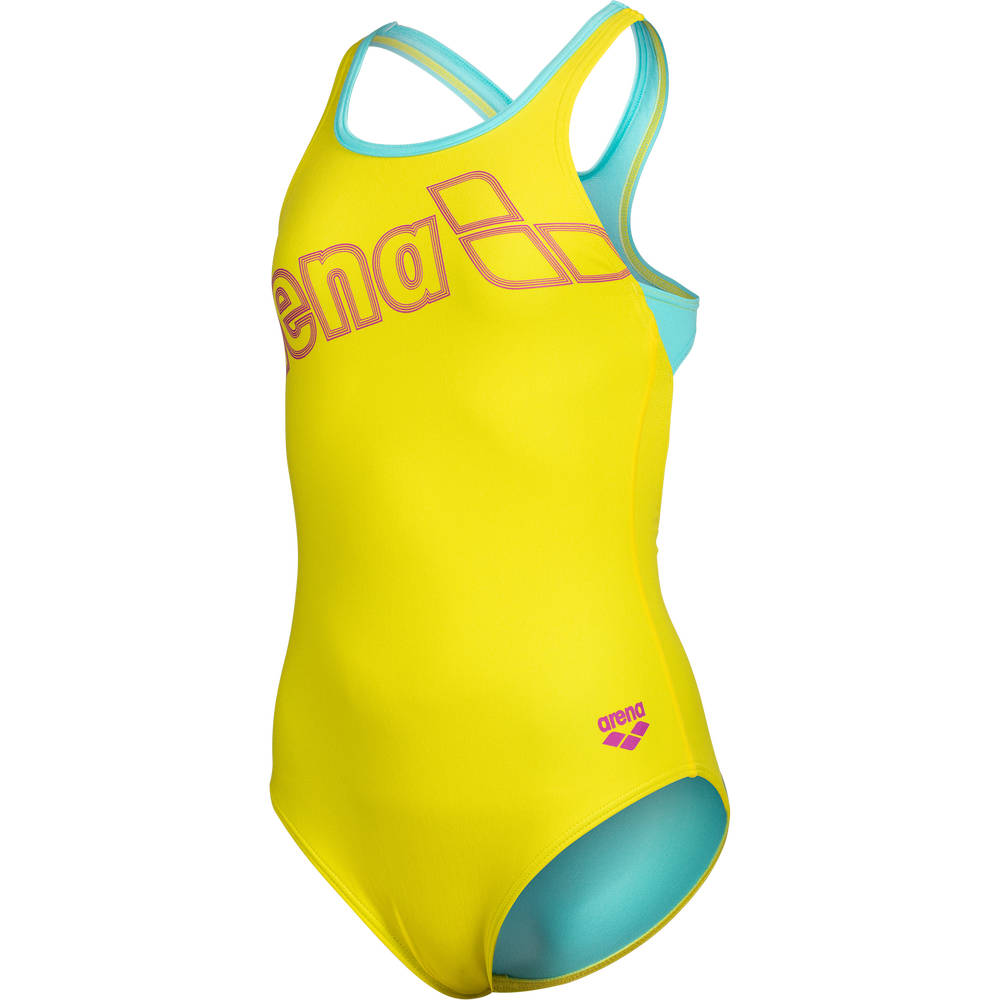 Arena Girls Logo Swimsuit Swim Pro Back - yellow star-water