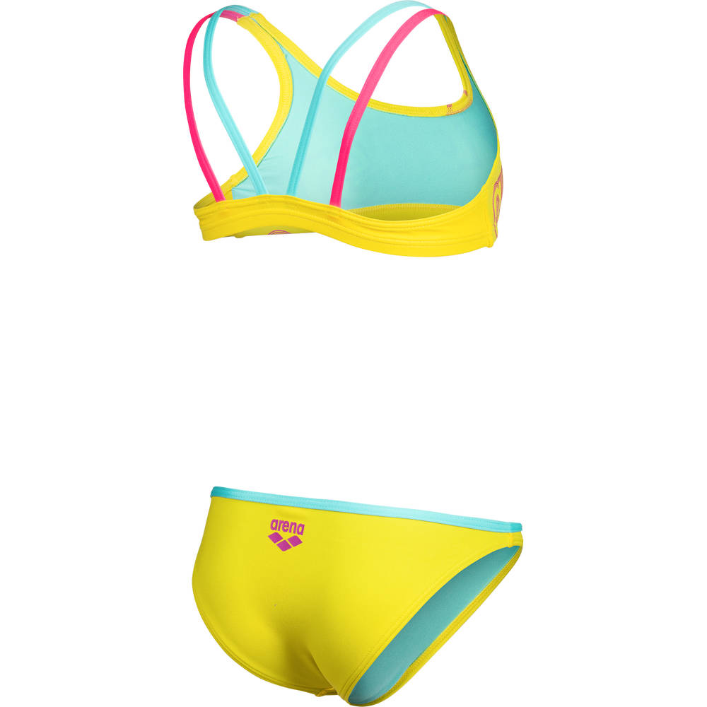 Arena Girls Logo Swimsuit Two Pieces - yellow star-water-shocking pink