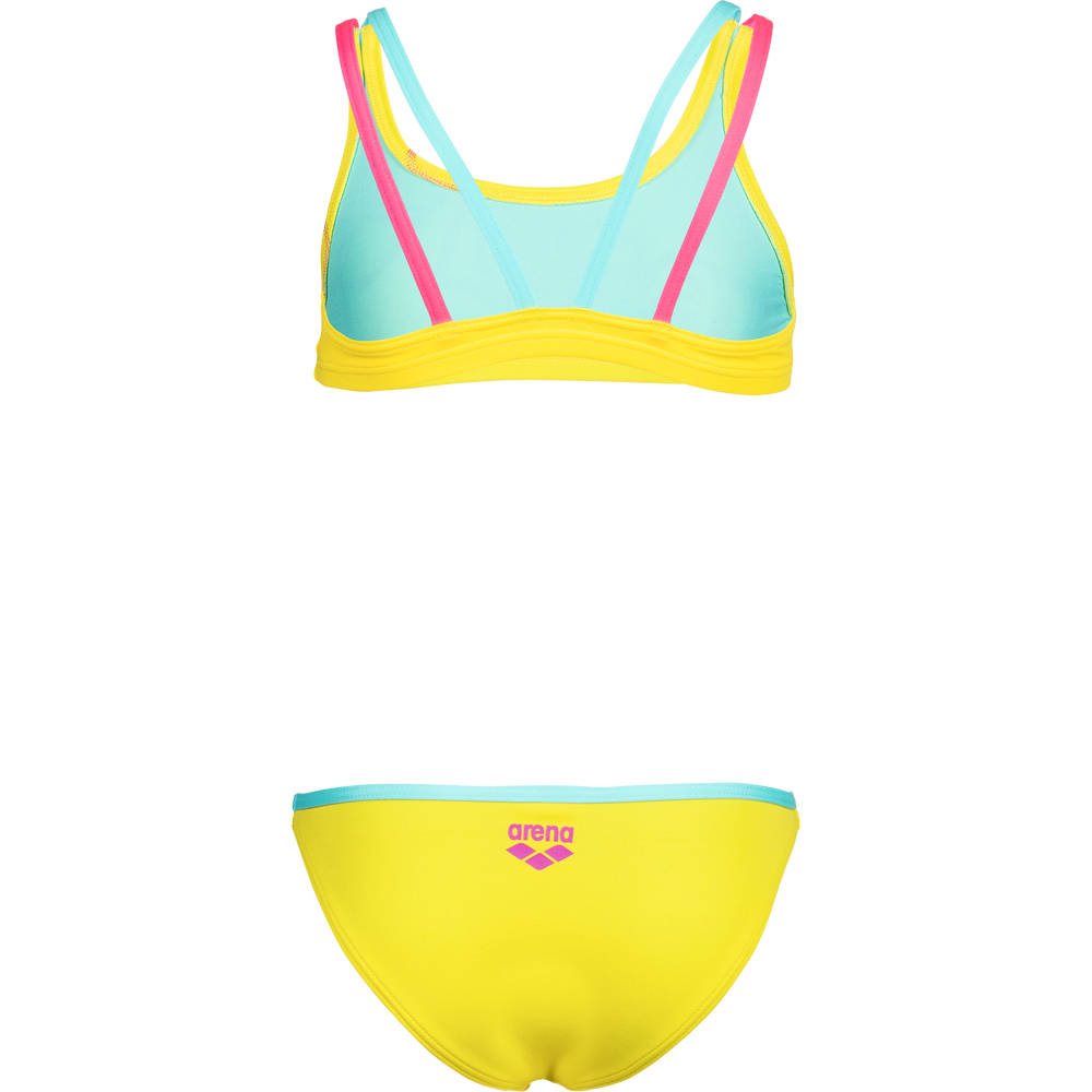 Arena Girls Logo Swimsuit Two Pieces - yellow star-water-shocking pink