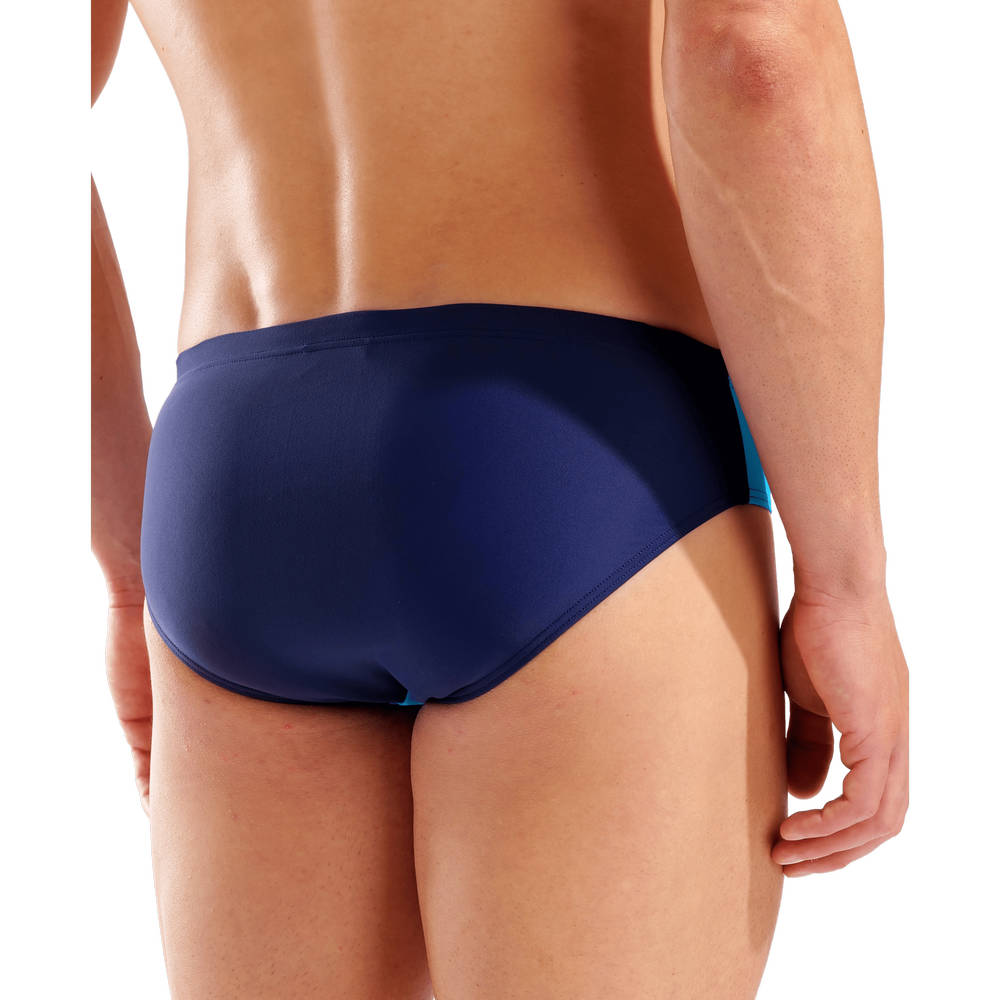 Arena Mens Stripeflow Swim Briefs - navy-turquoise-white