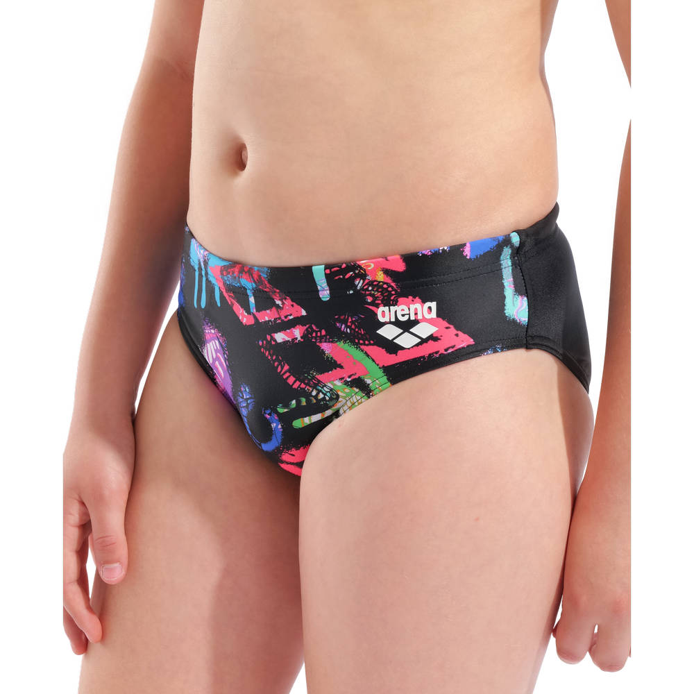 Arena Boys Graffiti Swim Briefs (black-multi-black)