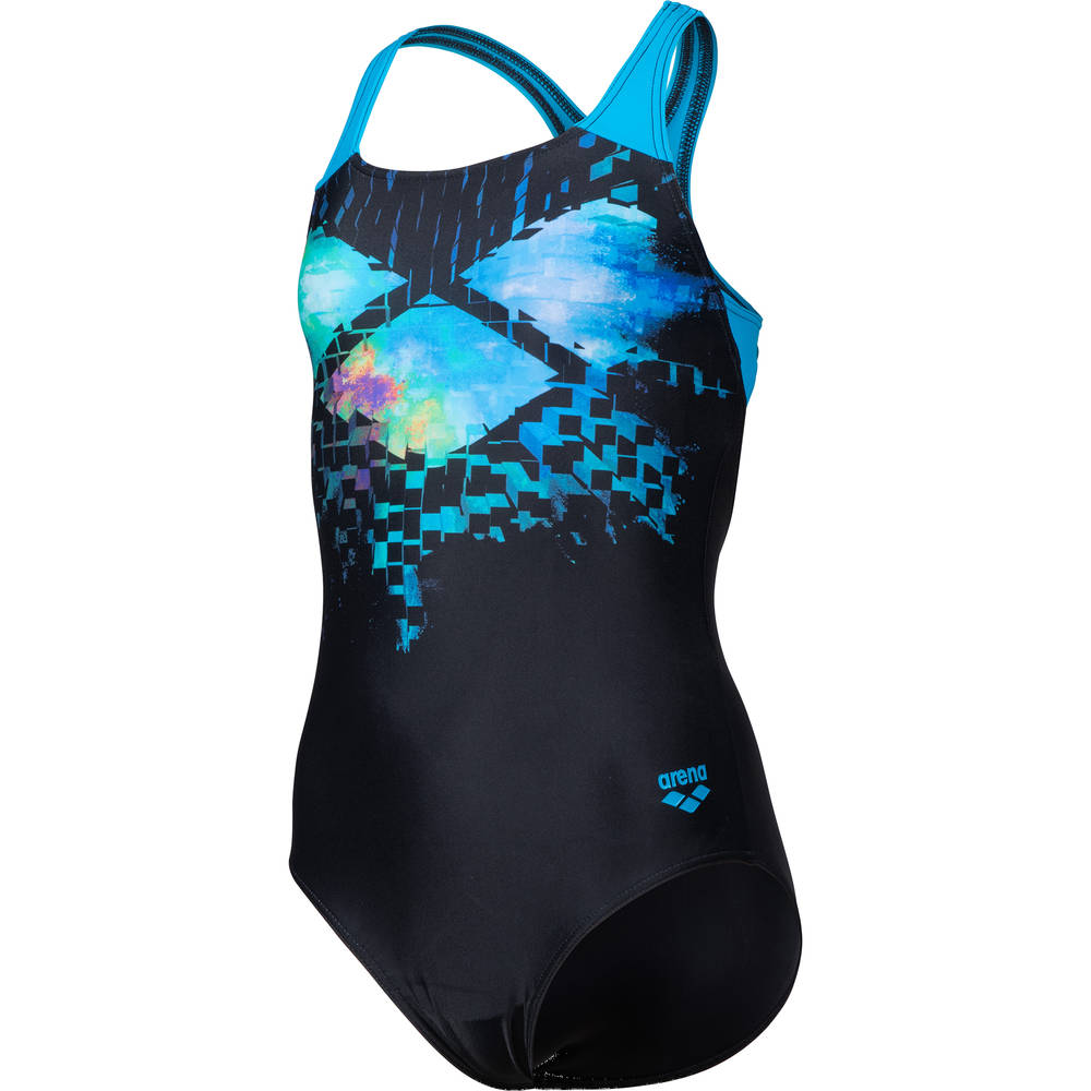 Arena Girls Arena Multi Pixels Swimsuit Swim Pro Back L (black-turquoise)