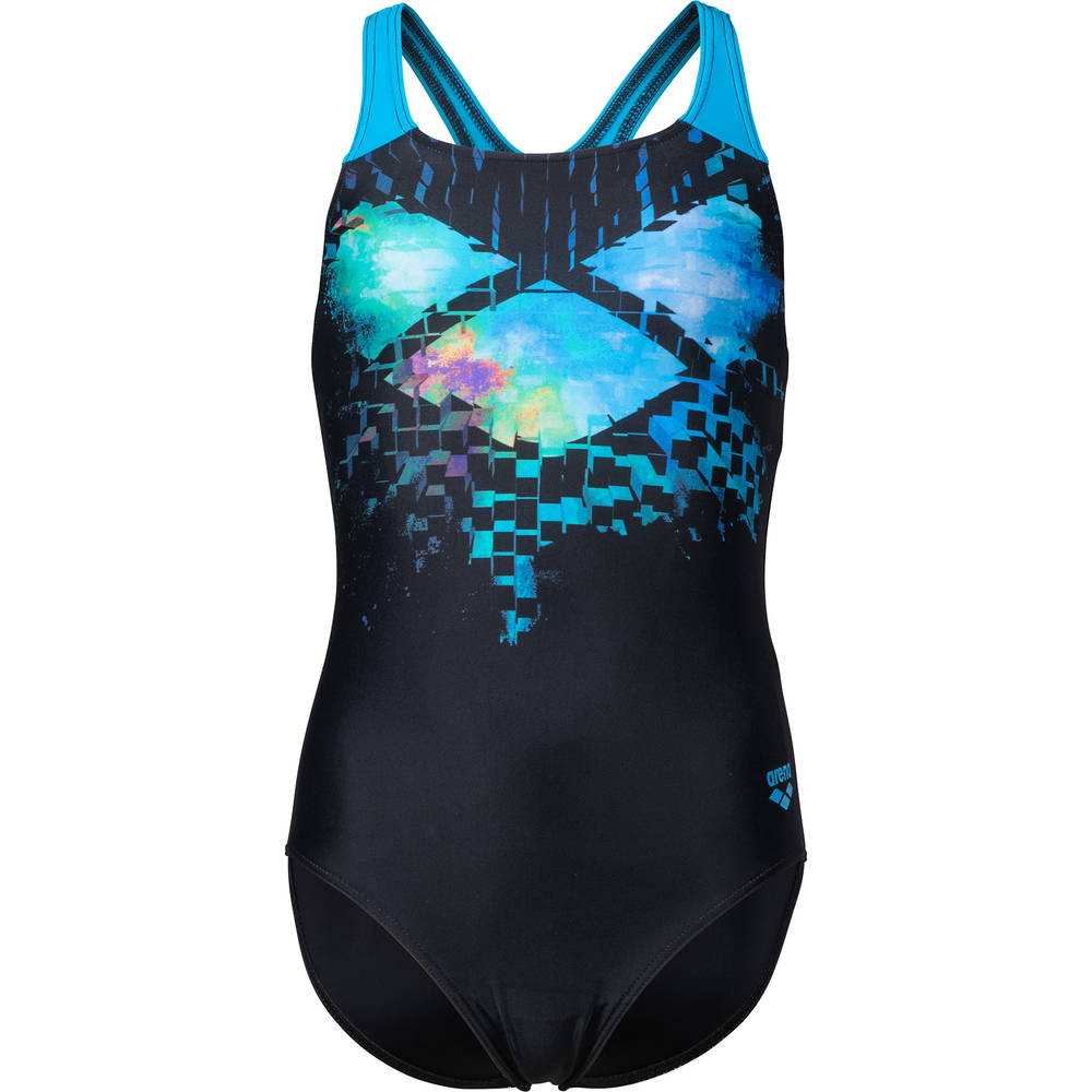 Arena Girls Arena Multi Pixels Swimsuit Swim Pro Back L (black-turquoise)