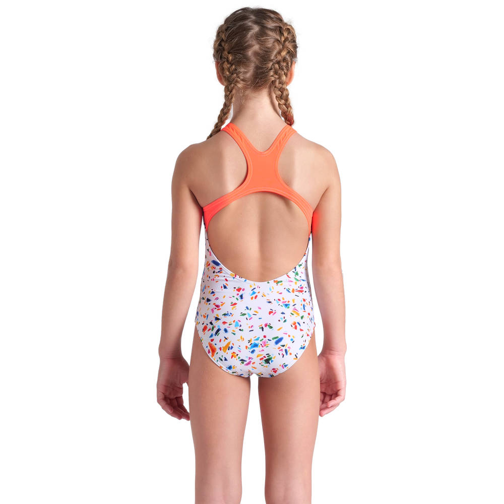 Arena Girls Confetti Swimsuit Swim Pro Back (white-bright coral)