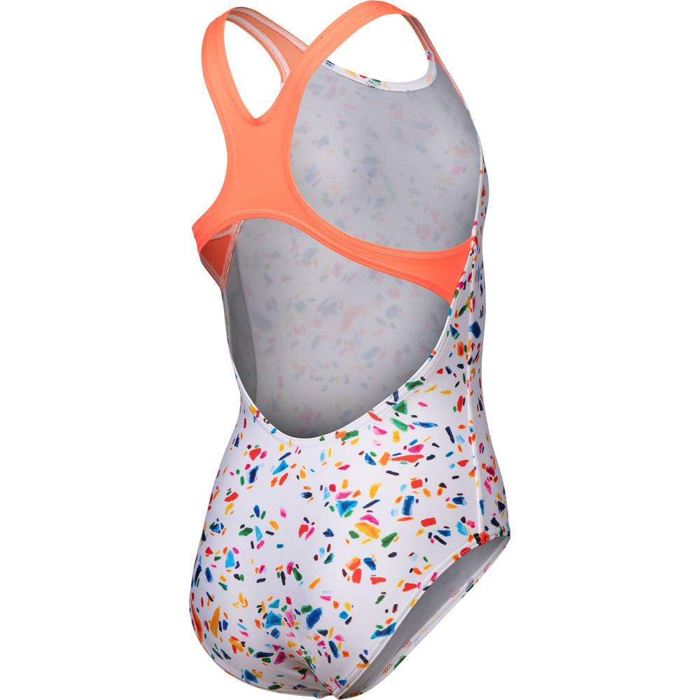 Arena Girls Confetti Swimsuit Swim Pro Back (white-bright coral)