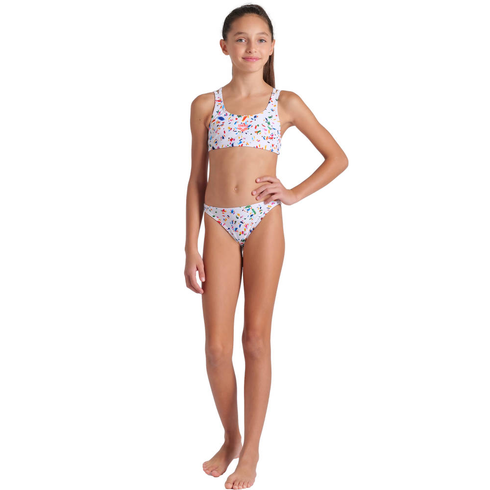 Arena Girls Confetti Swimsuit Two Pieces (white multi)