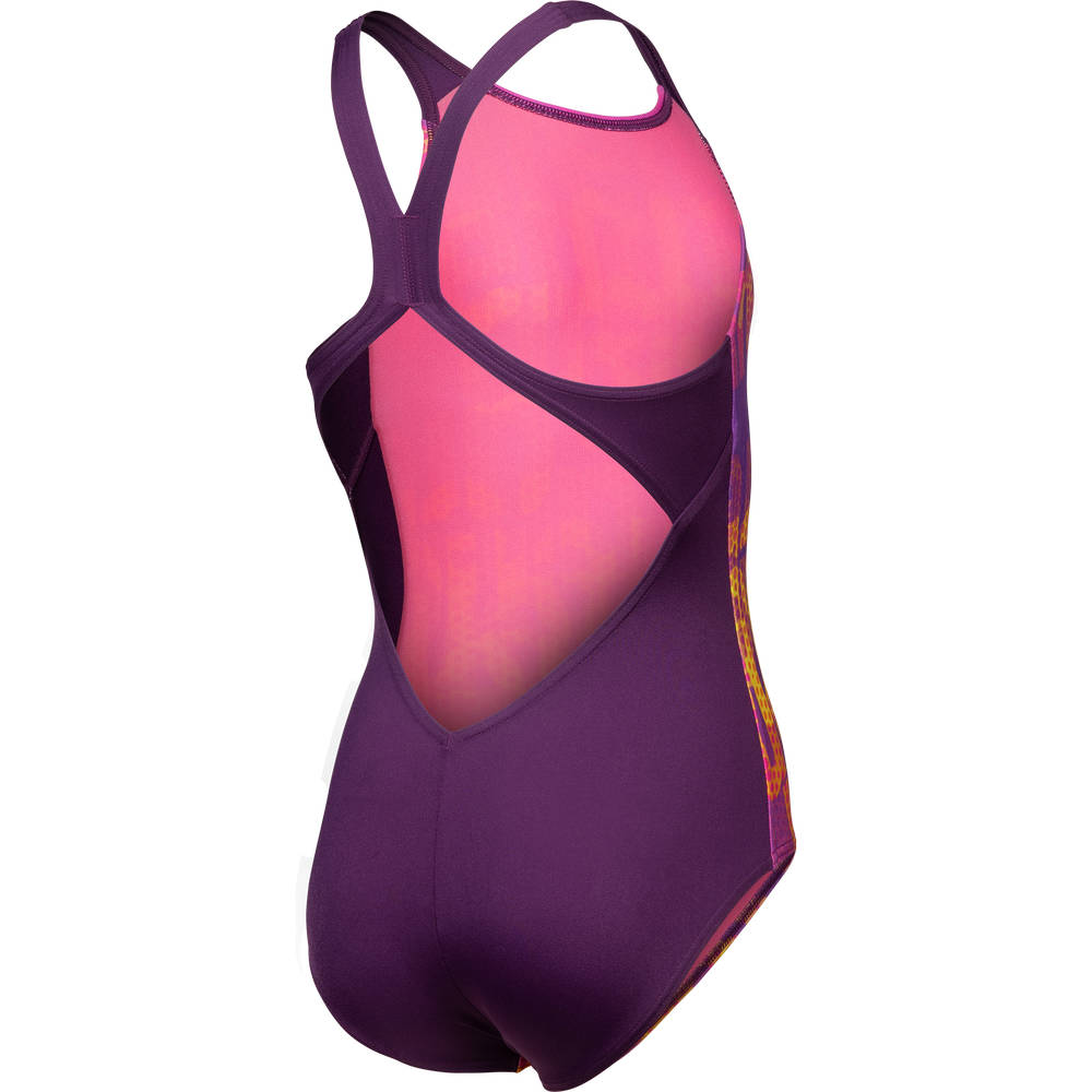 Arena Girls Multi Colours Swimsuit V Back (plum)