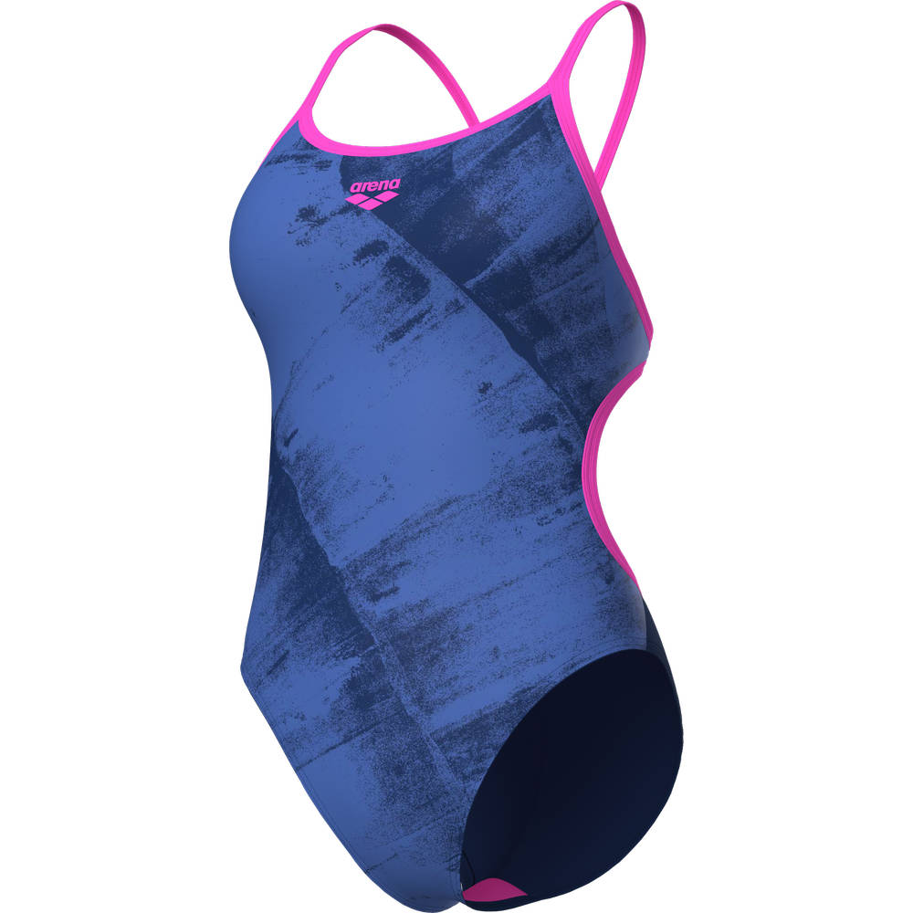 Arena Womens Arch Swimsuit Laceback - blue-navy-pink