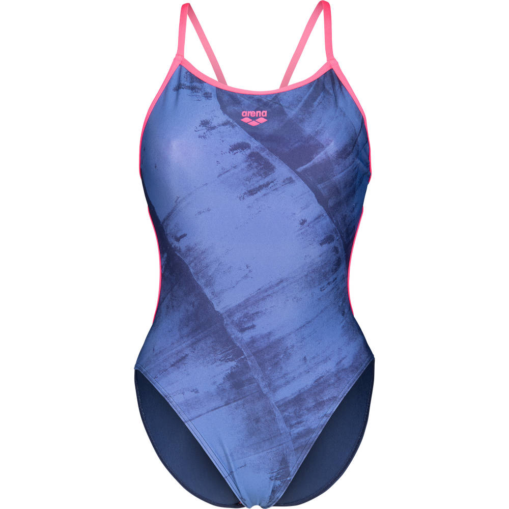 Arena Womens Arch Swimsuit Laceback - blue-navy-pink