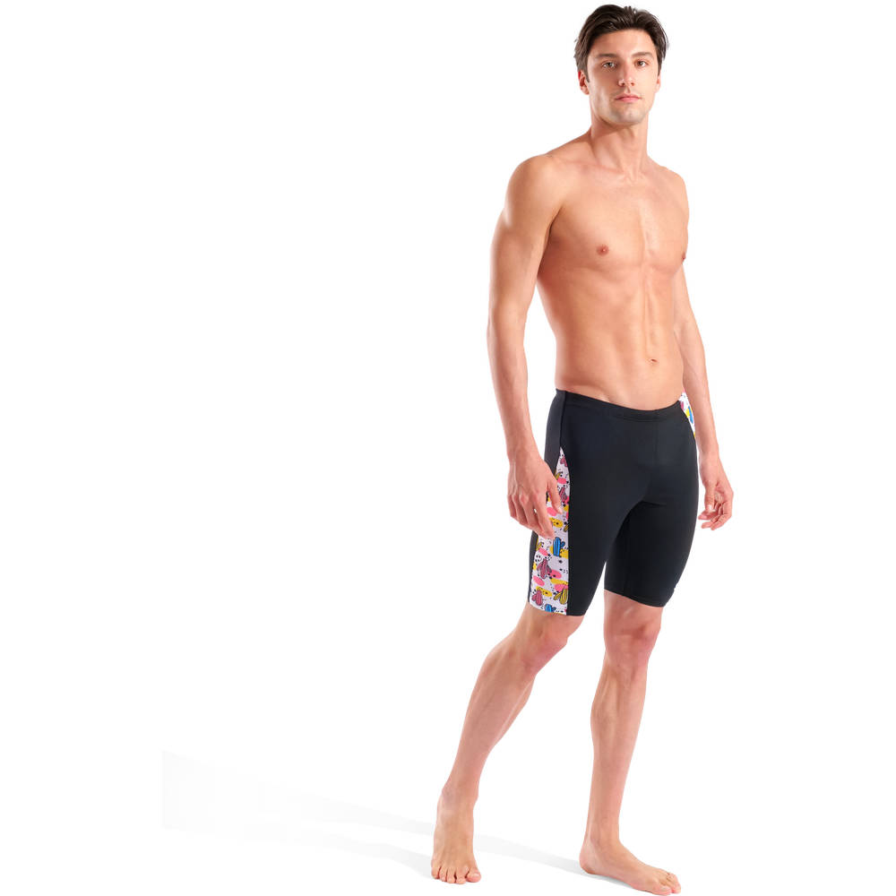 Arena Mens Arena Desert Swim Jammer (black-multi white)