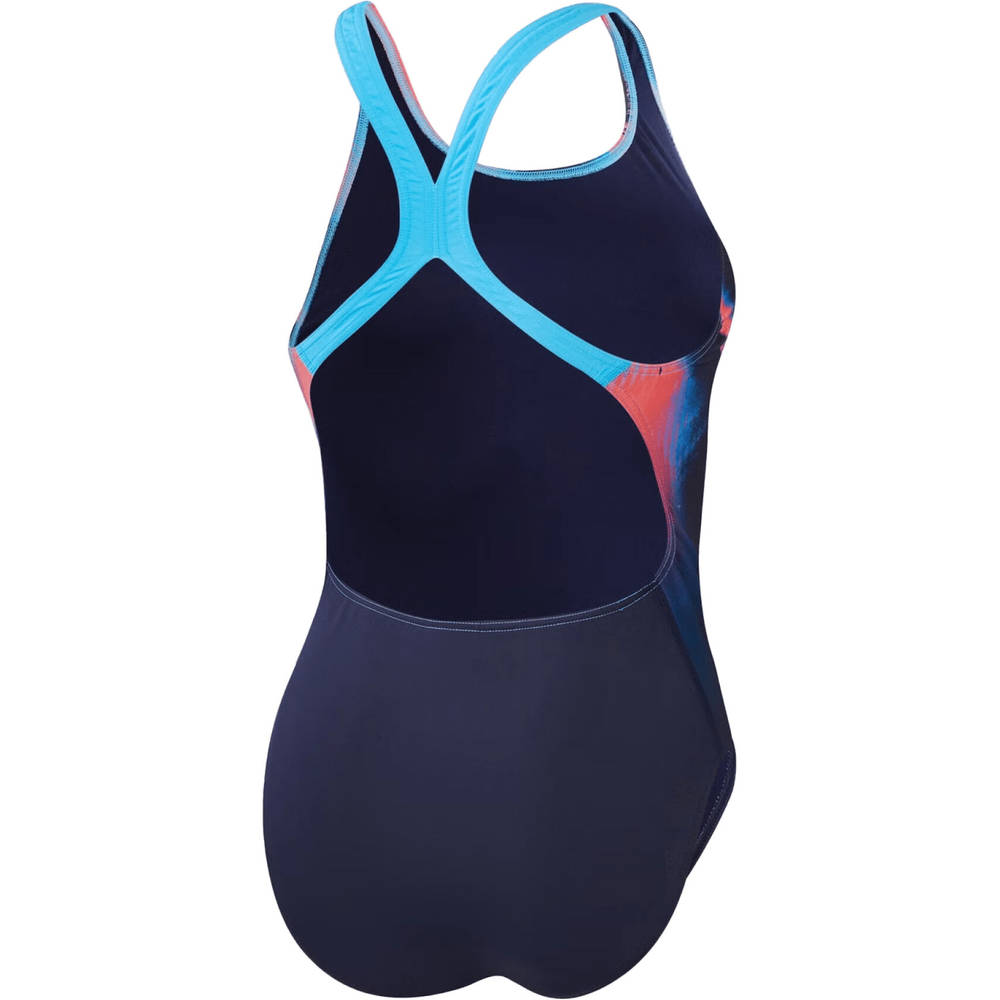 Speedo Womens Placement Printed Powerback - Brushy Shadows-Cruise