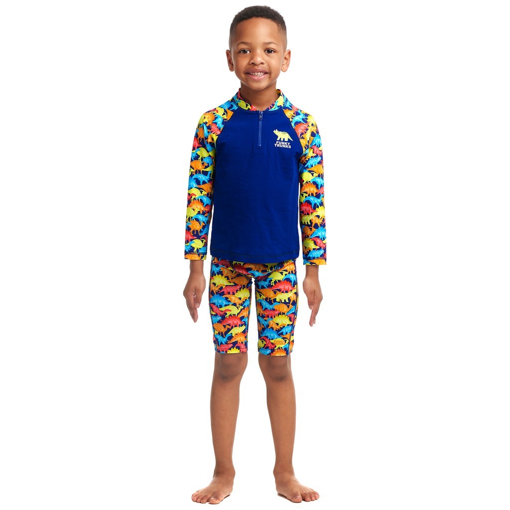 Funky Trunks Toddler Boys Zippy Rash Vest - Swimmasaurus