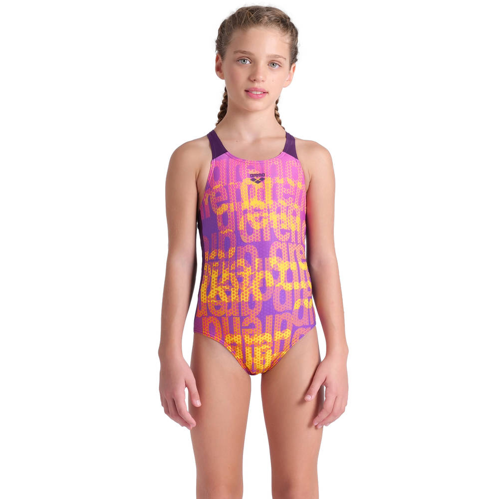 Arena Girls Multi Colours Swimsuit V Back