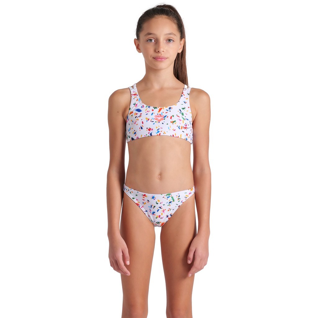 Arena Girls Confetti Swimsuit Two Pieces - white multi