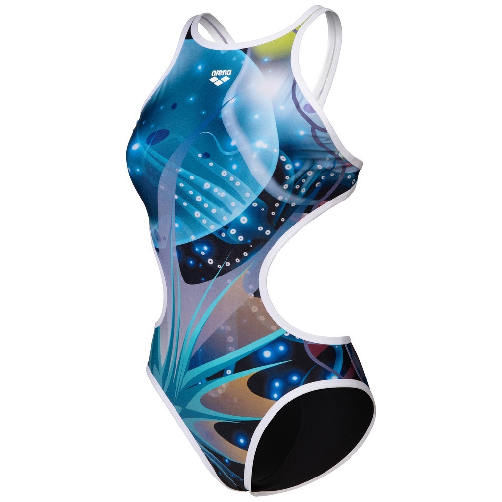 Arena Womens One Print Swimsuit Tech Back - black multi-white