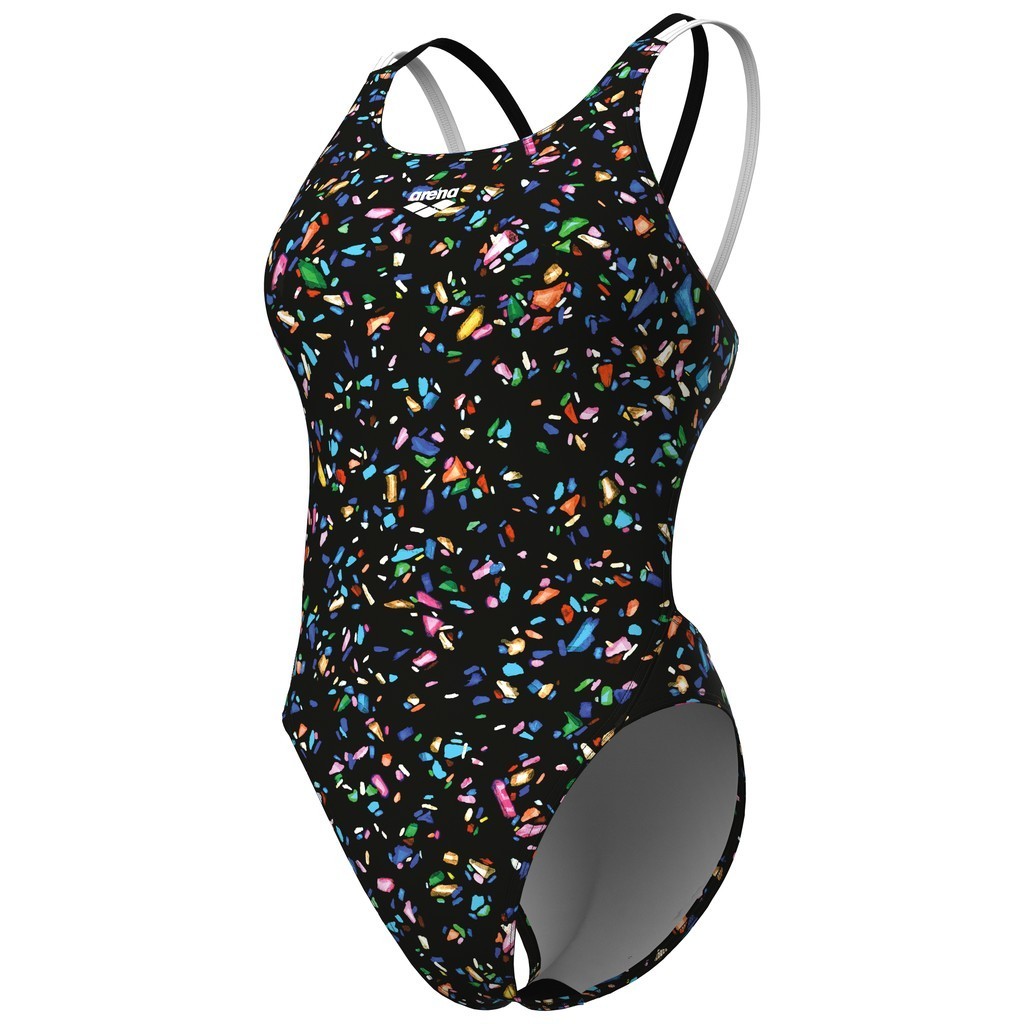 Arena Womens Confetti Swimsuit Swim Tech Multi - black-white