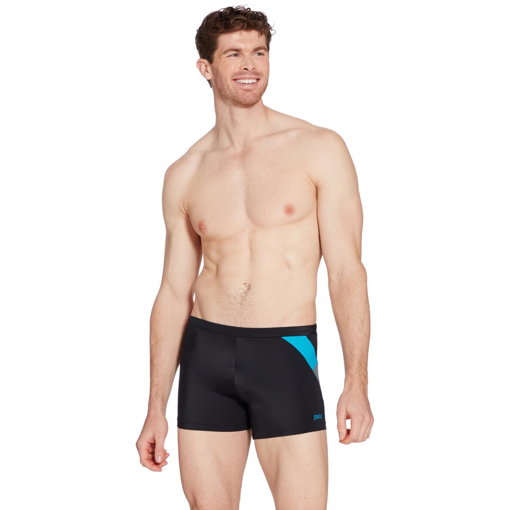 Zoggs Mens Sydney Boxer 27 Shorts - black/turquoise