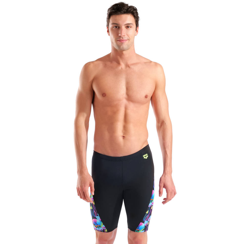 Arena Mens Chameleons Swim Jammer - black-multi-black