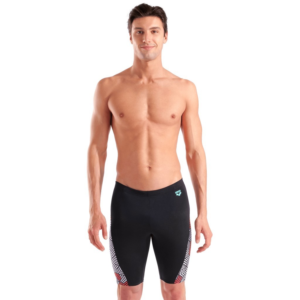 Arena Mens Geometry Swim Jammer - multi black-black