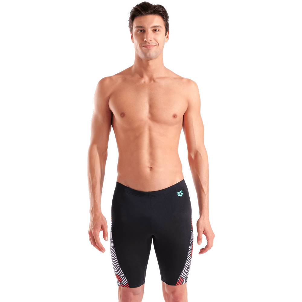 Arena Mens Geometry Swim Jammer - multi black-black