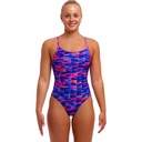 Funkita Ladies Diamond Back One Piece - Warped Waves