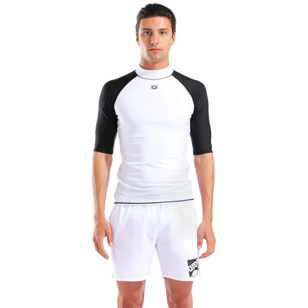 Arena Mens Rash Vest S/S Graphic - white-black