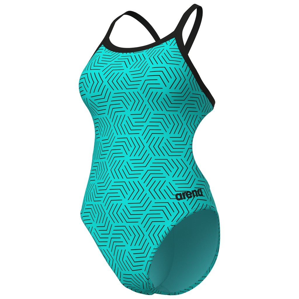 Arena Womens Allover Swimsuit Challenge Back - water multi-black