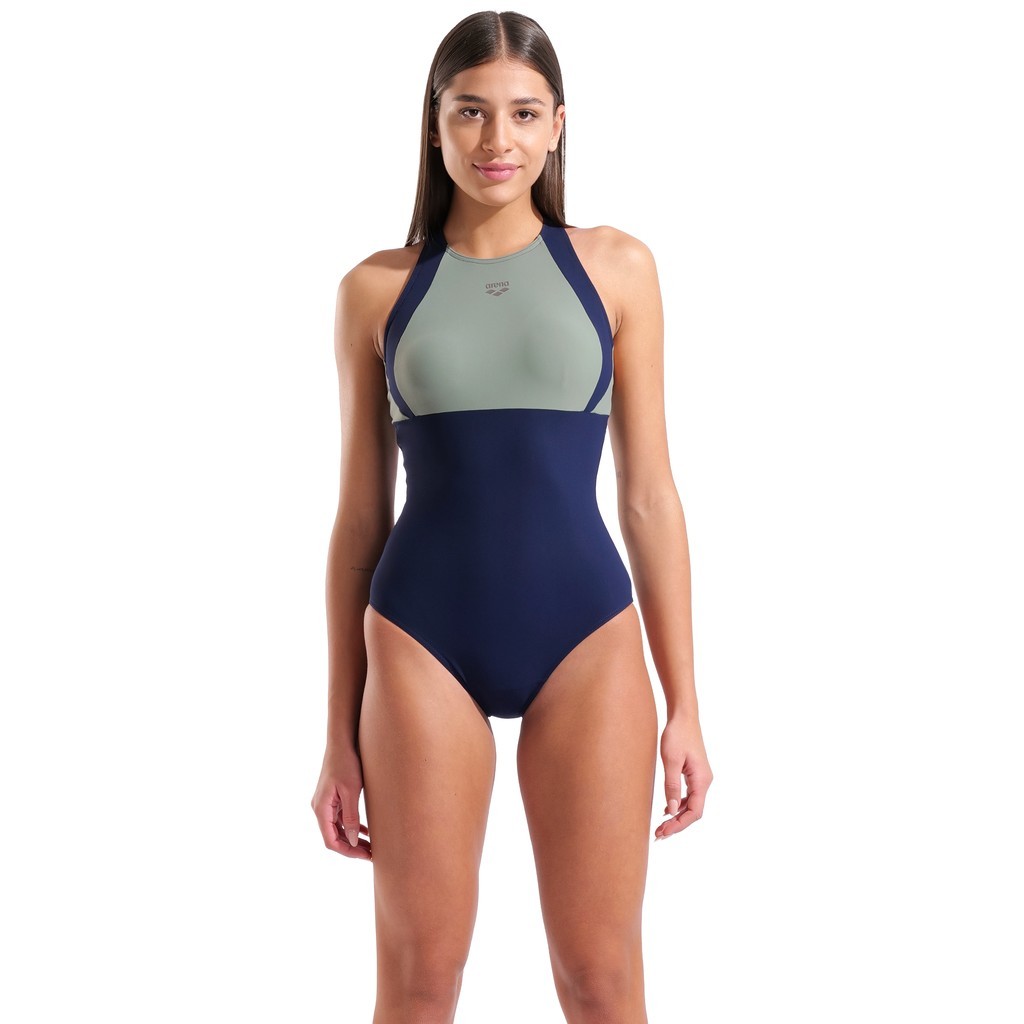 Arena Womens Swimsuit Linda Cross Back - navy-sage-navy