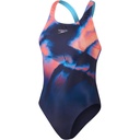 Speedo Womens Placement Printed Powerback - Brushy Shadows-Cruise