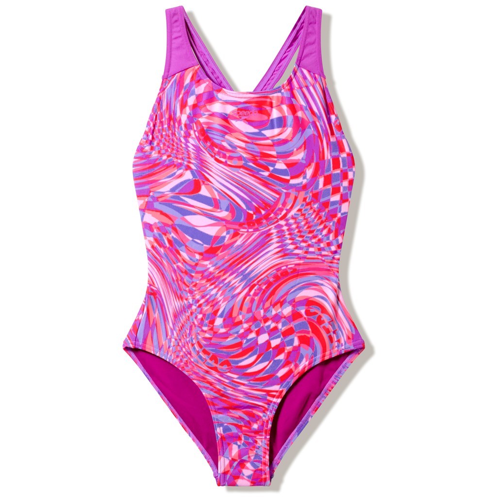 Speedo Girls Print Splashback Swimsuit - Neon Jelly