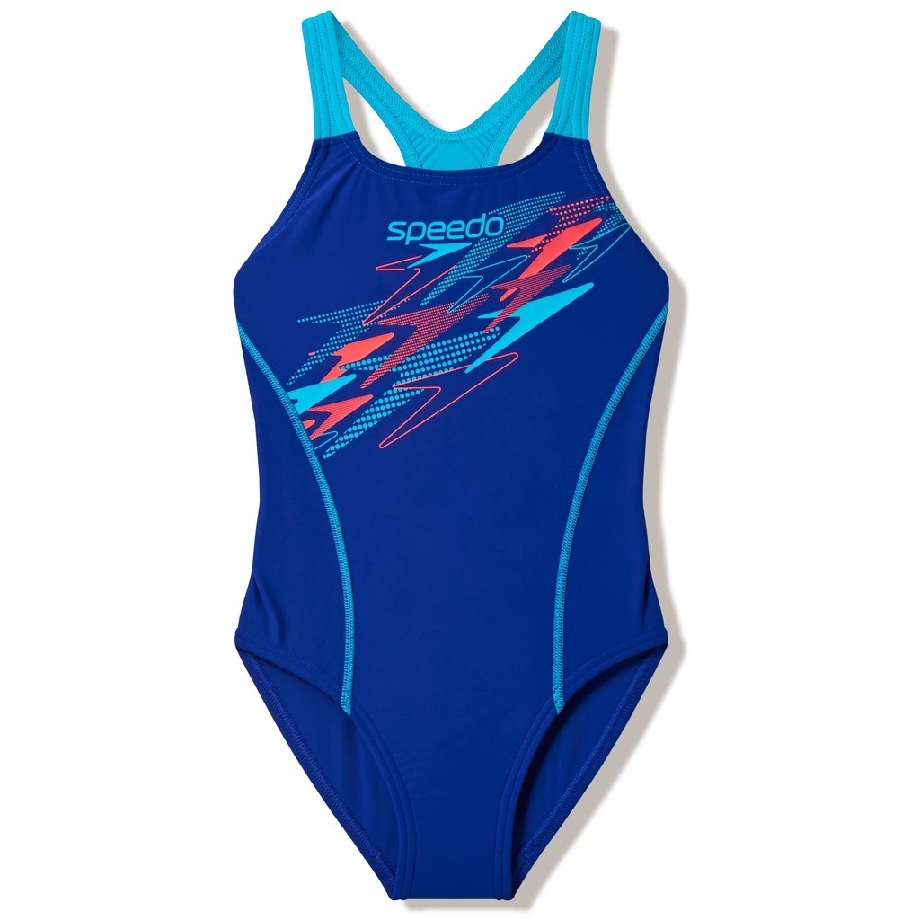 Speedo Girls Medley Logo Medalist Swimsuit - Night Watch/Hyper Teal
