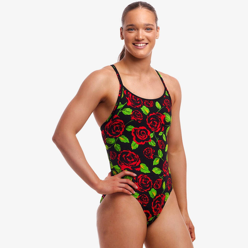 Funkita Ladies Diamond Back One Piece - Black Rose