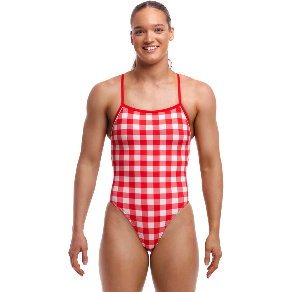 Funkita Ladies Single Strength One Piece - Red Checker