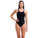 Arena Womens Solid Swimsuit Double Cross Back- black-asphalt-black
