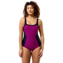 Speedo Womens Colorblock Contour Swimsuit - Anthracite/Berry Cool