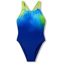 Speedo Girls Print Powerback Swimsuit - Night Watch/Citrus Green