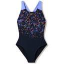 Speedo Girls Print Splashback Swimsuit - Anthracite/Moonlight Lavender